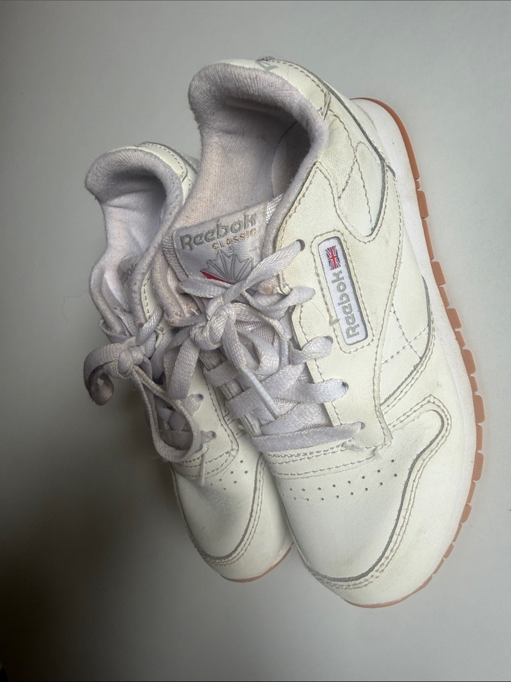 Reebok Kids White Leather Sneakers with Gum Outsole